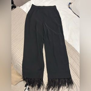 Feather trim black pants, ALC size small